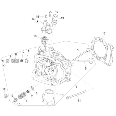 05. Vespa GTS 300 - HPE - Super - ABS - Euro5 - 2020-2022 - Repuestos de cilindro - Culata del cilindro