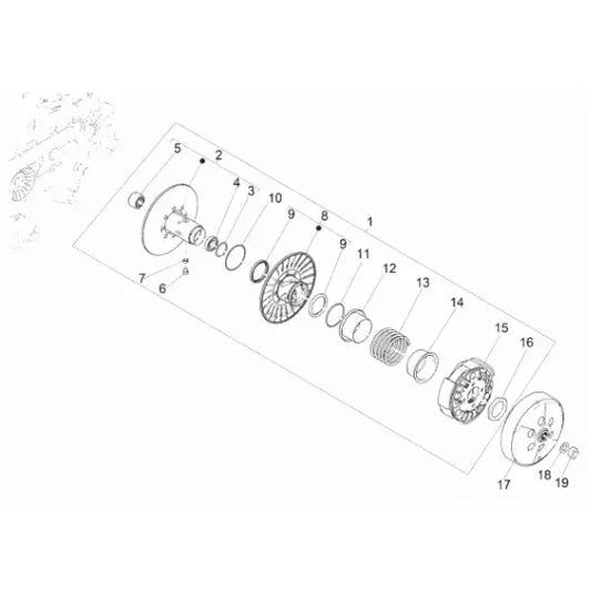 09. Vespa GTS 300 - HPE - Super - ABS - Euro5 - 2020-2022 - Piezas de polea motriz / embrague