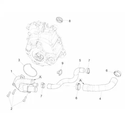 12. Vespa GTS 300 - HPE - Super - ABS - Euro5 - 2020-2022 - Peças Tampa da bomba de água