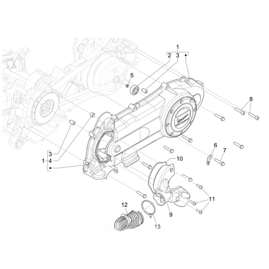 10. Vespa Sprint 50 IGET 4T 3V Euro5+ - 2024-2026 - Componentes Tapa del cárter