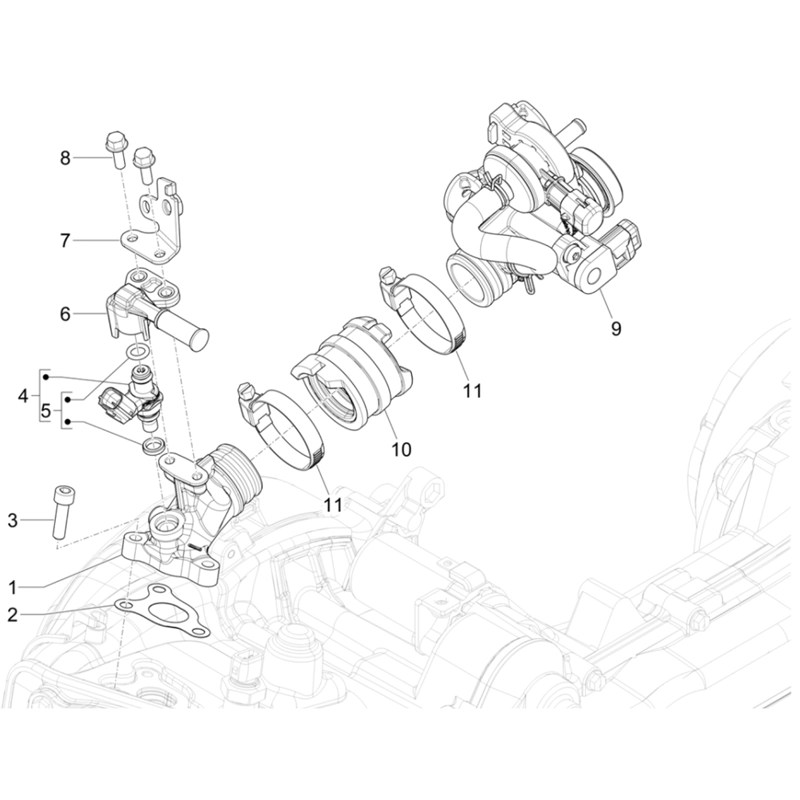 17. Vespa Sprint 50 IGET 4T 3V Euro5+ - 2024-2026 - Onderdelen Gasklephuis