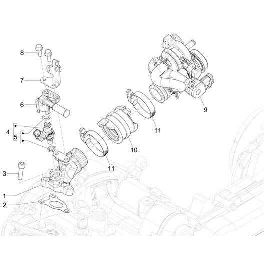 17. Vespa Sprint 50 IGET 4T 3V Euro5+ - 2024-2026 - Onderdelen Gasklephuis