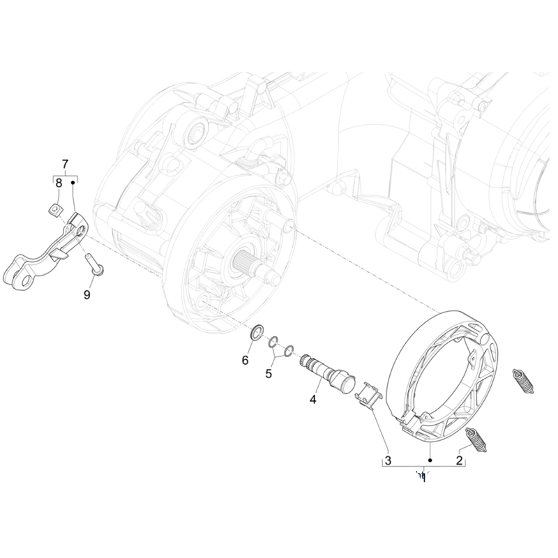 16. Vespa Sprint 50 IGET 4T 3V Euro5+ - 2024-2026 - Onderdelen Remschoen achter