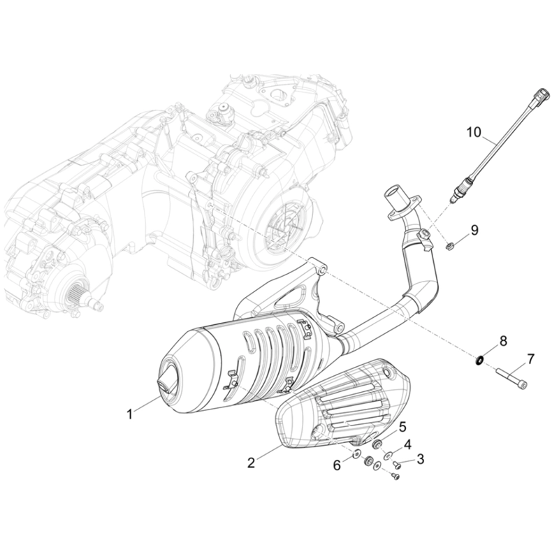 18. Vespa Sprint 50 IGET 4T 3V Euro5+ - 2024-2026 - Onderdelen Uitlaat