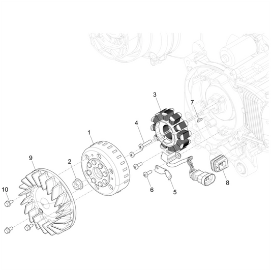 13. Vespa Sprint 50 IGET 4T 3V Euro5+ - 2024-2026 - Onderdelen Vliegwiel