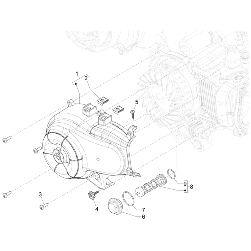 14. Vespa Sprint 50 IGET 4T 3V Euro5+ - 2024-2026 - Onderdelen Waterpomp