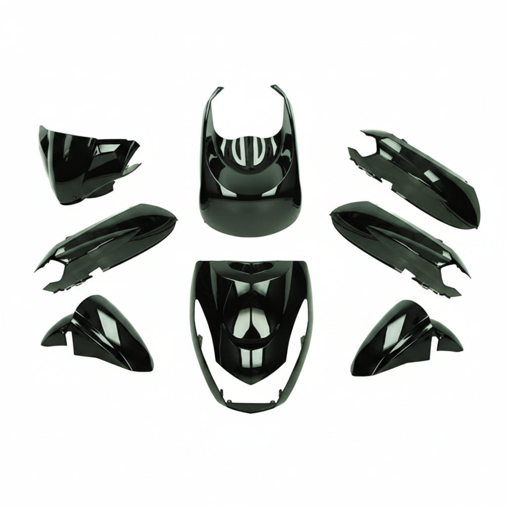 Kappenset - 6 Delig - Peugeot Kisbee - euro-3/4/5 - Glans Zwart -