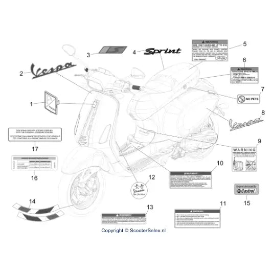 30. Vespa Sprint 50 IGET 4T 3V Euro5+ - 2024-2026 - Onderdelen Stickers - Emblemen