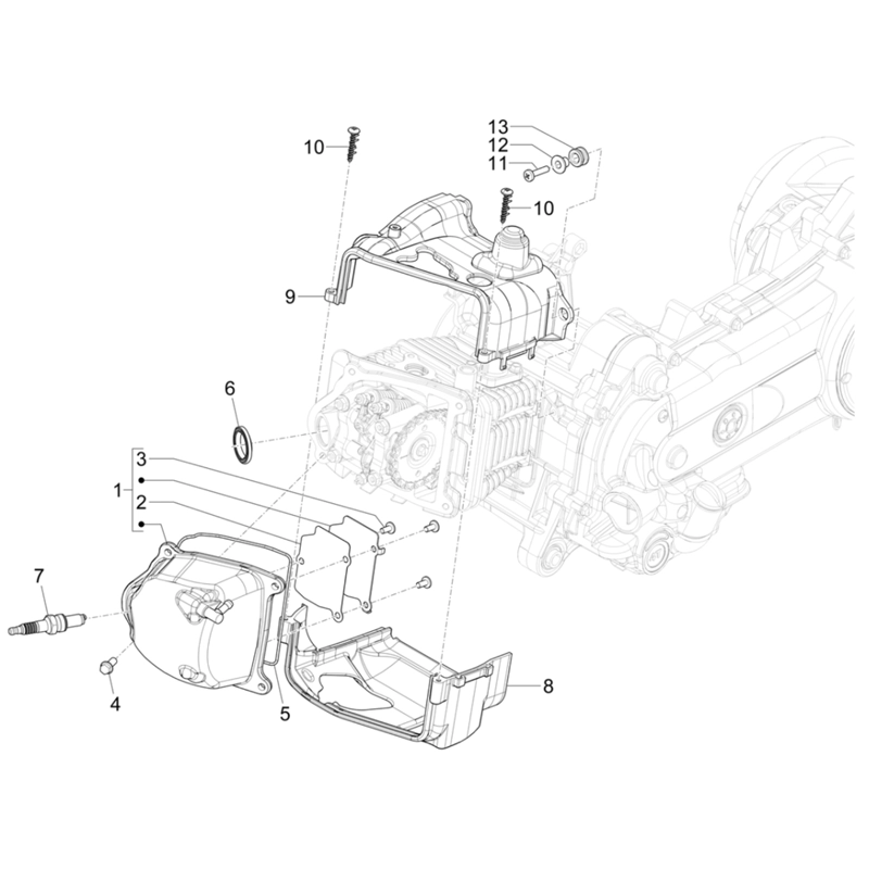 07. Vespa Sprint 50 IGET 4T 3V Euro5+ - 2024-2026 - Części - Pokrywa głowicy cylindra