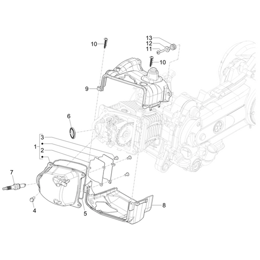 07. Vespa Sprint 50 IGET 4T 3V Euro5+ - 2024-2026 - Componentes - Tapa de culata