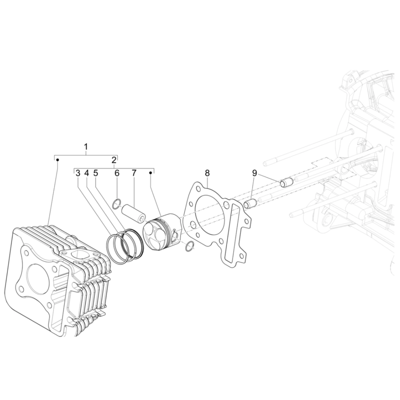 04. Vespa Sprint 50 IGET 4T 3V Euro5+ - 2024-2026 - Części cylindra - tłok