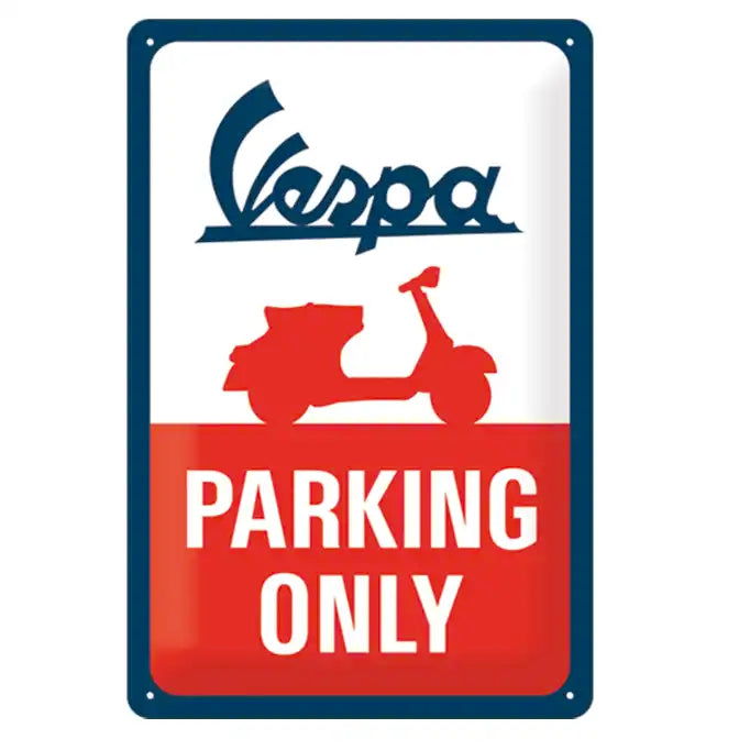 Metalen Bord met Motief - 30x20 - Vespa Parking Only