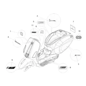 30. Vespa Sprint 50 IGET 4T 3V Euro5 - 25 km/h - 2019-2022 - ZAPCD0201 - Onderdelen Stickers - Emblemen