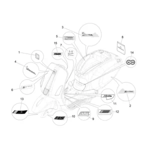 30. Vespa Sprint 50 IGET 4T 3V Euro4 - 45 km/h - 2018-2021 - ZAPCA0101 - Onderdelen Stickers - Emblemen